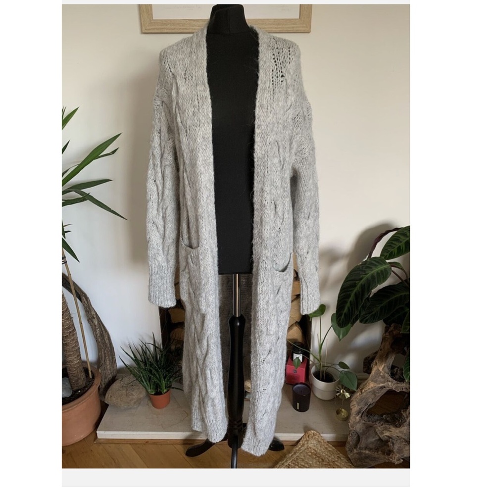 Zara Knit mohair cable knit duster sweater coat cardigan